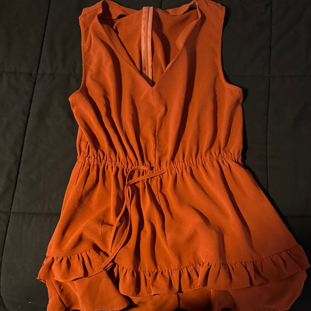 Rust Orange Sleeveless Romper